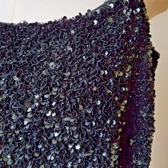 BADGLEY MISCHKA woman's black Sequined sleeveless camisole chiffon lining - Picture 6 of 10